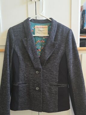 Women's Heather Charcoal & Black Knit Blazer